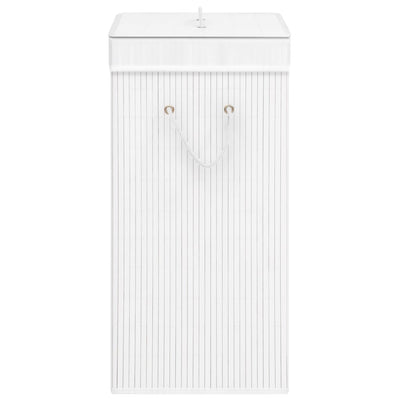Dealsmate  Bamboo Laundry Basket with Single Section White