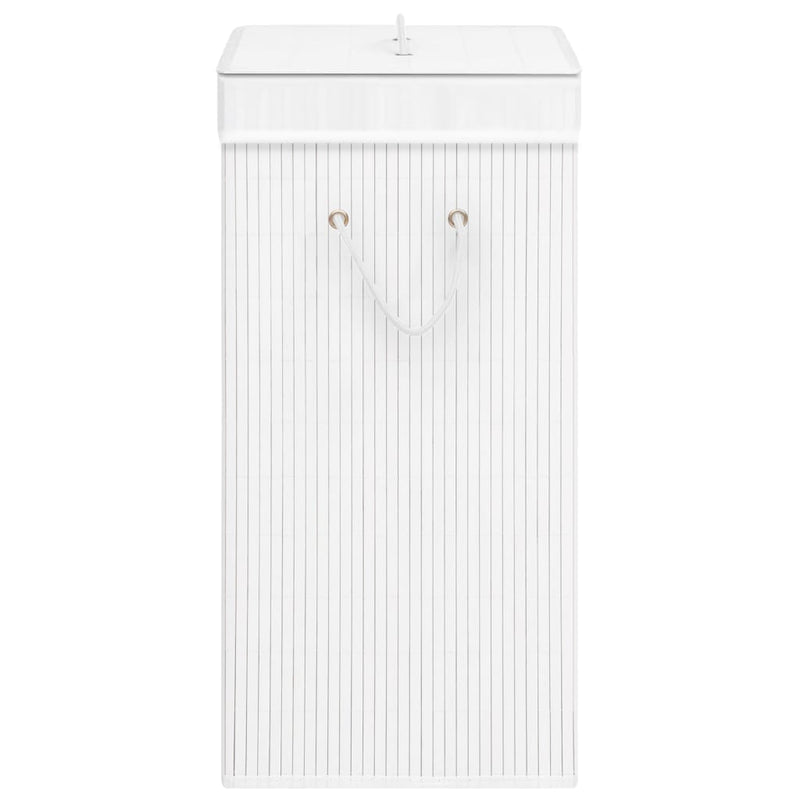 Dealsmate  Bamboo Laundry Basket with Single Section White