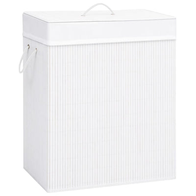 Dealsmate  Bamboo Laundry Basket with Single Section White 83 L