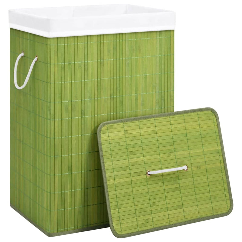Dealsmate  Bamboo Laundry Basket with Single Section Green