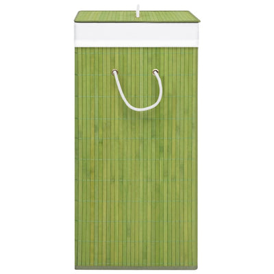 Dealsmate  Bamboo Laundry Basket with Single Section Green