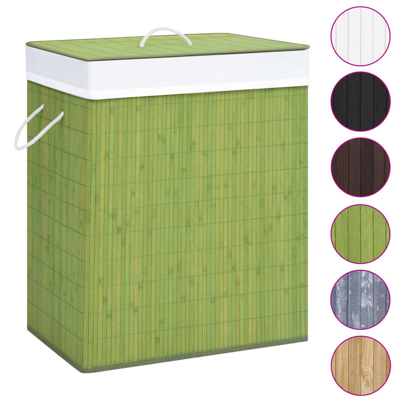 Dealsmate  Bamboo Laundry Basket with Single Section Green 83 L