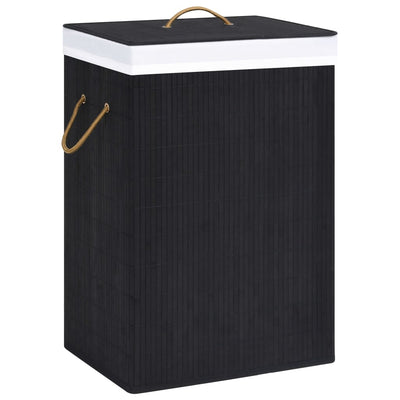 Dealsmate  Bamboo Laundry Basket with Single Section Black