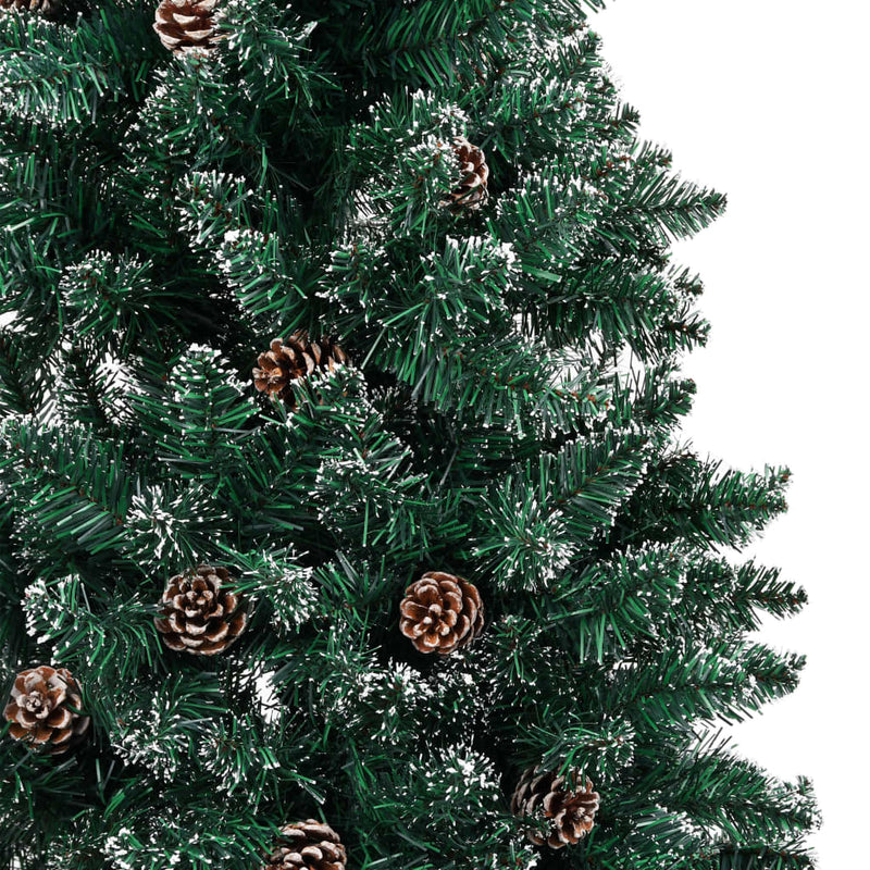 Dealsmate  Slim Christmas Tree with Real Wood and White Snow Green 180 cm