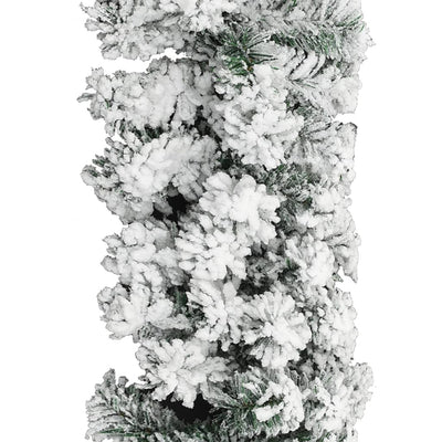 Dealsmate  Christmas Garland with Flocked Snow Green 20 m PVC