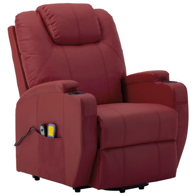 Dealsmate  Stand-up Massage Recliner Wine Red Faux Leather (AU only)