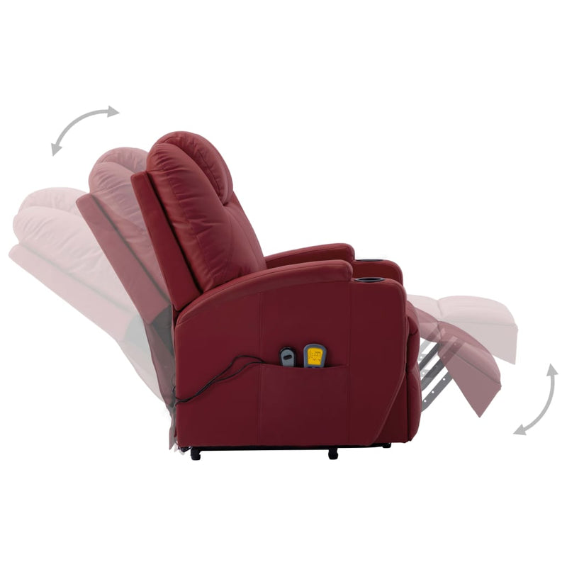Dealsmate  Stand-up Massage Recliner Wine Red Faux Leather (AU only)