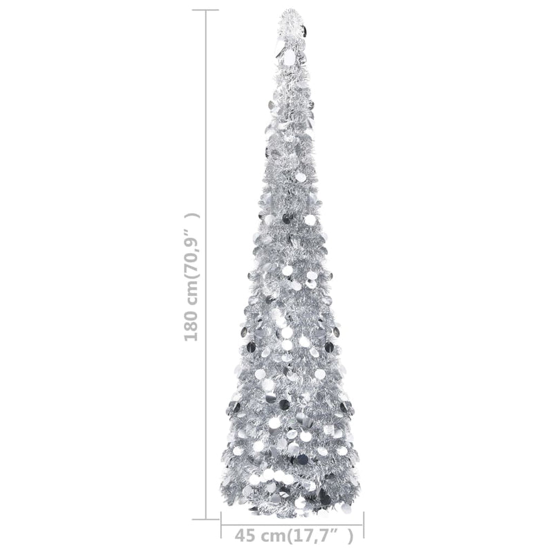 Dealsmate  Pop-up Artificial Christmas Tree Silver 180 cm PET
