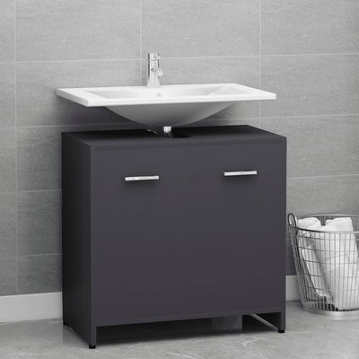 Dealsmate  Bathroom Cabinet Grey 60x33x61 cm Engineered Wood