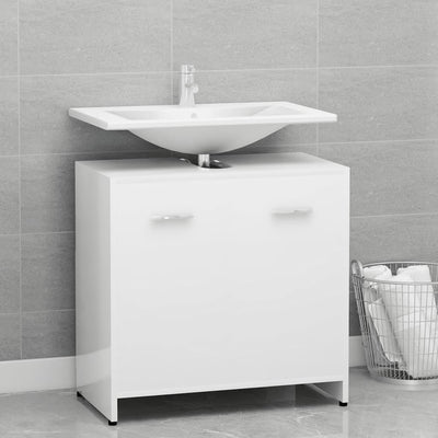 Dealsmate  Bathroom Cabinet High Gloss White 60x33x61 cm Chipboard