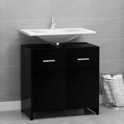 Dealsmate  Bathroom Cabinet High Gloss Black 60x33x61 cm Engineered Wood