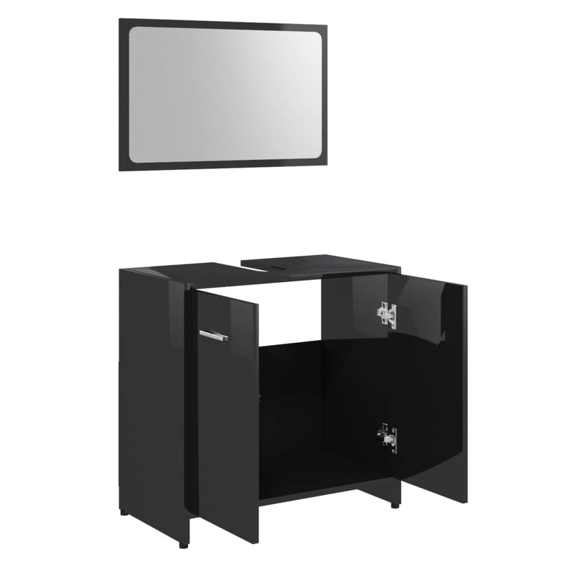 Dealsmate  Bathroom Furniture Set High Gloss Black Engineered Wood
