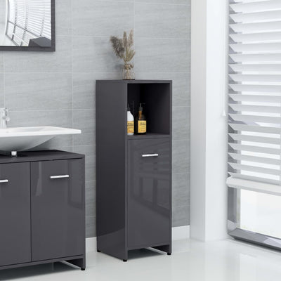 Dealsmate  Bathroom Cabinet High Gloss Grey 30x30x95 cm Chipboard