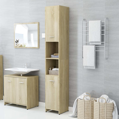 Dealsmate  Bathroom Cabinet Sonoma Oak 30x30x183.5 cm Engineered Wood