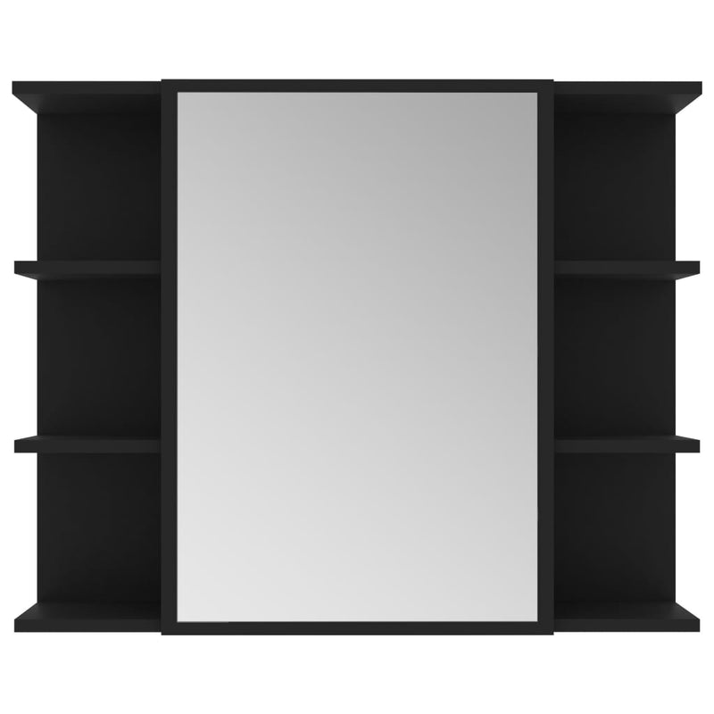 Dealsmate  Bathroom Mirror Cabinet Black 80x20.5x64 cm Engineered Wood