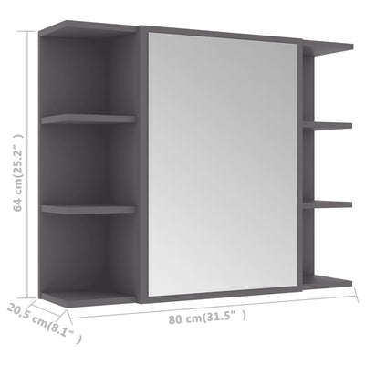 Dealsmate  Bathroom Mirror Cabinet Grey 80x20.5x64 cm Chipboard