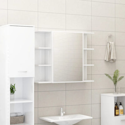Dealsmate  Bathroom Mirror Cabinet High Gloss White 80x20.5x64 cm Engineered Wood