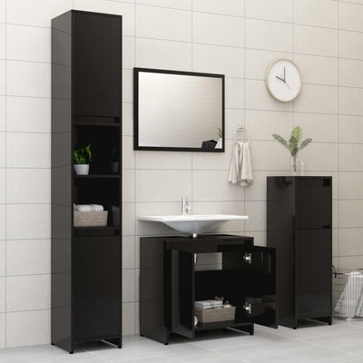 Dealsmate  Bathroom Cabinet Black 60x33x58 cm Chipboard