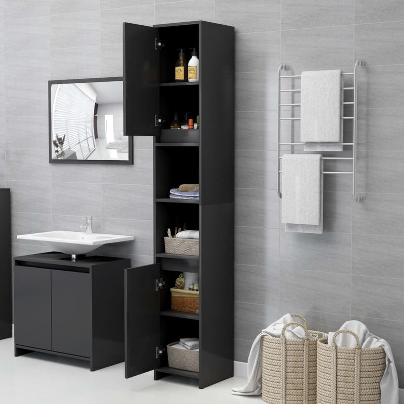 Dealsmate  Bathroom Cabinet Grey 30x30x183.5 cm Chipboard