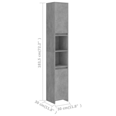 Dealsmate  Bathroom Cabinet Concrete Grey 30x30x183.5 cm Engineered Wood