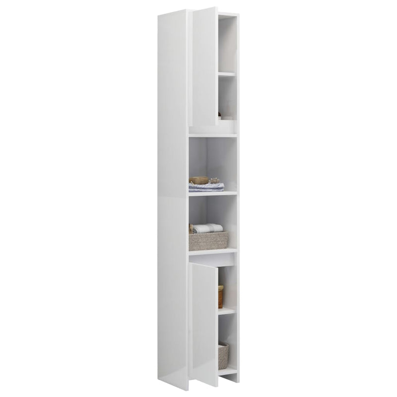 Dealsmate  Bathroom Cabinet High Gloss White 30x30x183.5 cm Engineered Wood