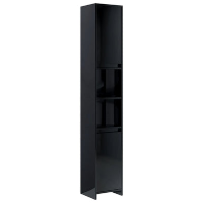 Dealsmate  Bathroom Cabinet High Gloss Black 30x30x183.5 cm Chipboard