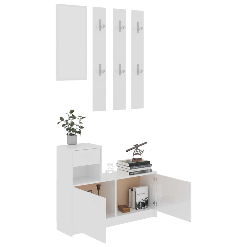 Dealsmate  Hallway Unit High Gloss White 100x25x76.5 cm Chipboard