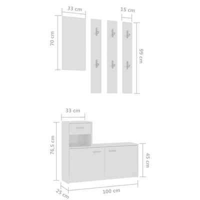 Dealsmate  Hallway Unit High Gloss White 100x25x76.5 cm Chipboard