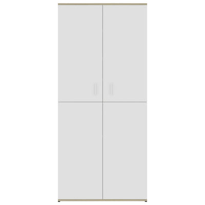 Dealsmate  Shoe Cabinet White and Sonoma Oak 80x39x178 cm Engineered Wood