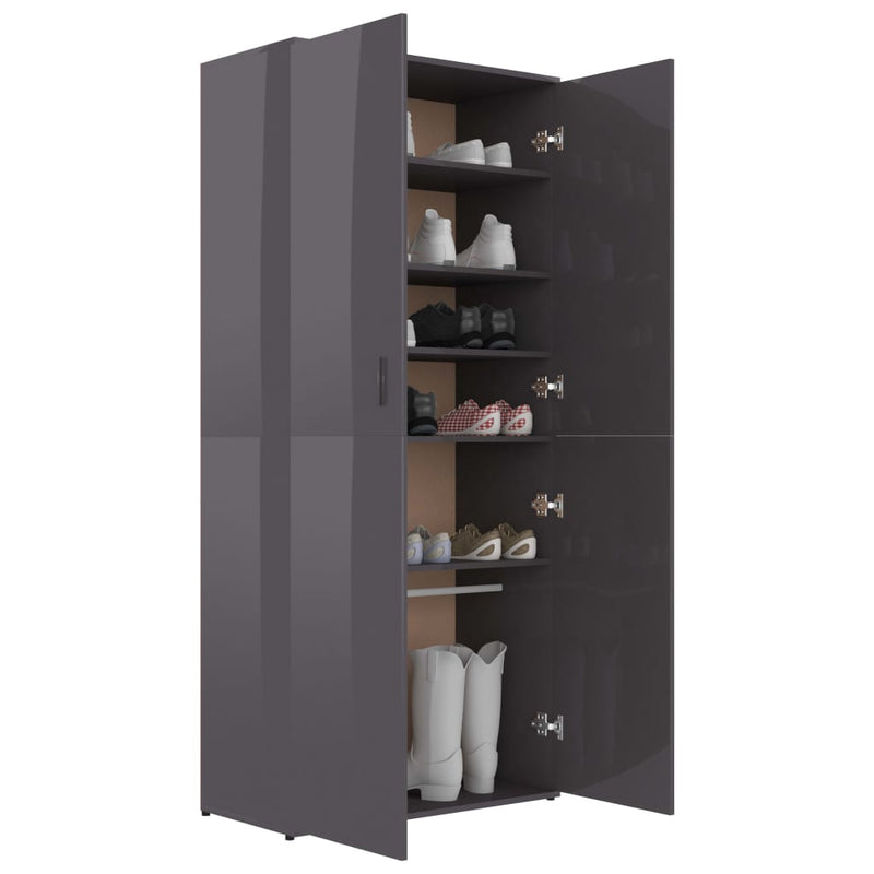 Dealsmate  Shoe Cabinet High Gloss Grey 80x39x178 cm Engineered Wood