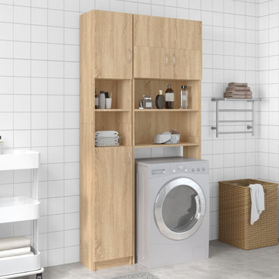 Dealsmate  Bathroom Cabinet Sonoma Oak 32x25.5x190 cm Engineered Wood