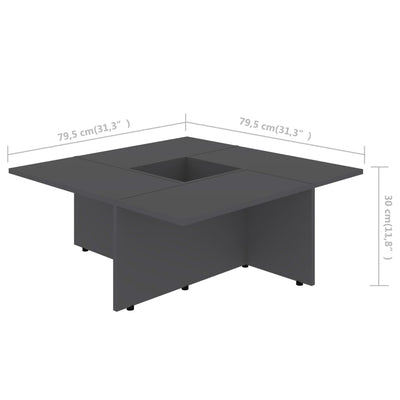 Dealsmate  Coffee Table Grey 79.5x79.5x30 cm Engineered Wood