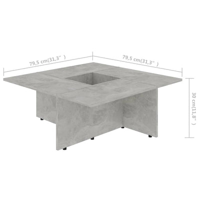 Dealsmate  Coffee Table Concrete Grey 79.5x79.5x30 cm Chipboard