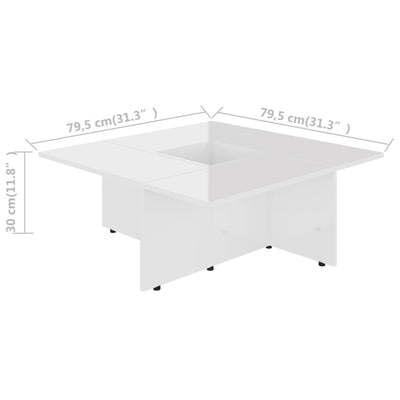 Dealsmate  Coffee Table High Gloss White 79.5x79.5x30 cm Chipboard