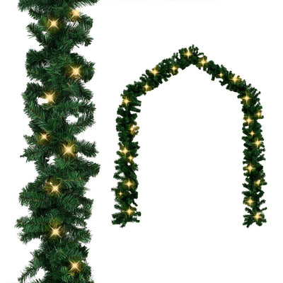 Dealsmate  Christmas Garland with LED Lights Green 5 m PVC
