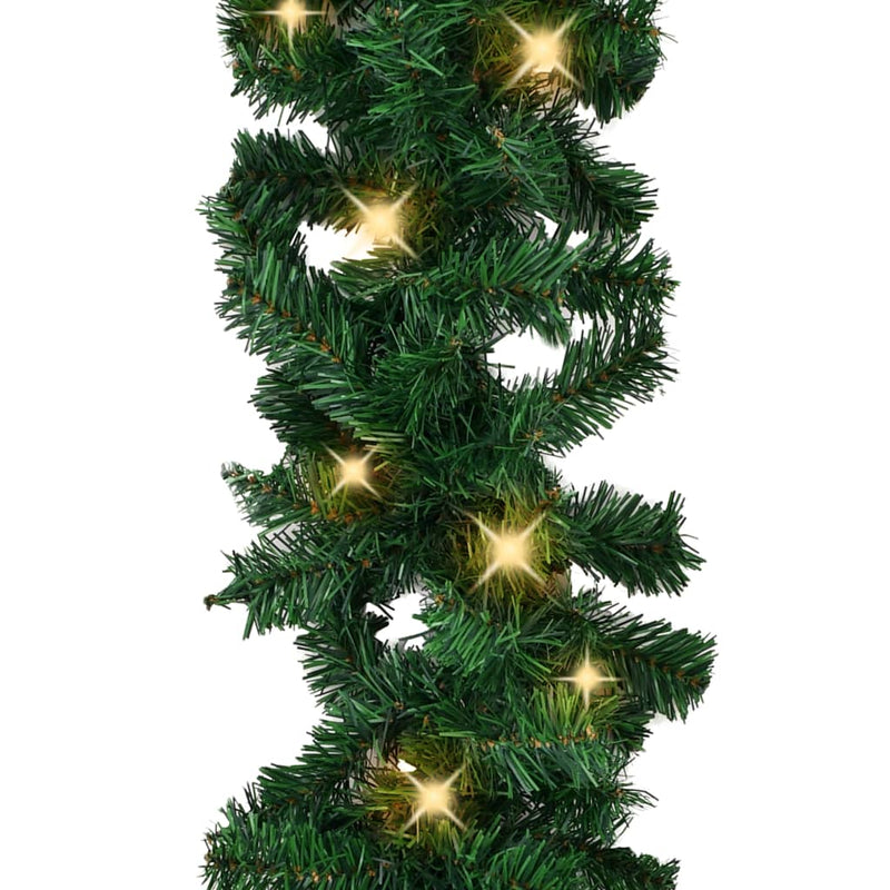 Dealsmate  Christmas Garland with LED Lights Green 20 m PVC