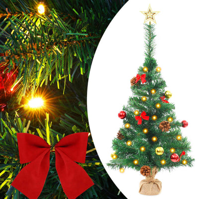 Dealsmate  Artificial Pre-lit Christmas Tree with Baubles Green 64 cm