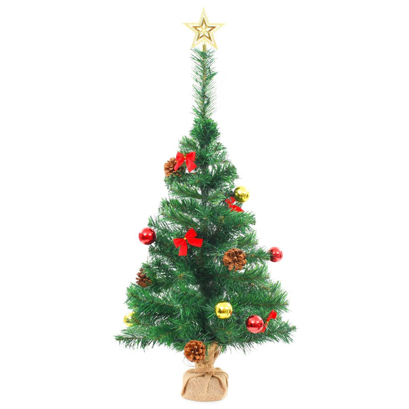 Dealsmate  Artificial Pre-lit Christmas Tree with Baubles Green 64 cm