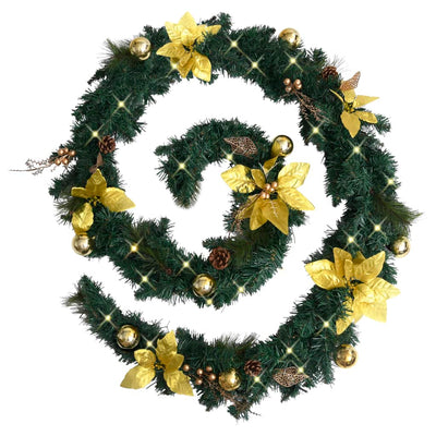 Dealsmate  Christmas Garland with LED Lights Green 2.7 m PVC