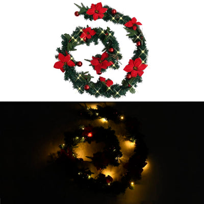 Dealsmate  Christmas Garland with LED Lights Green 2.7 m PVC
