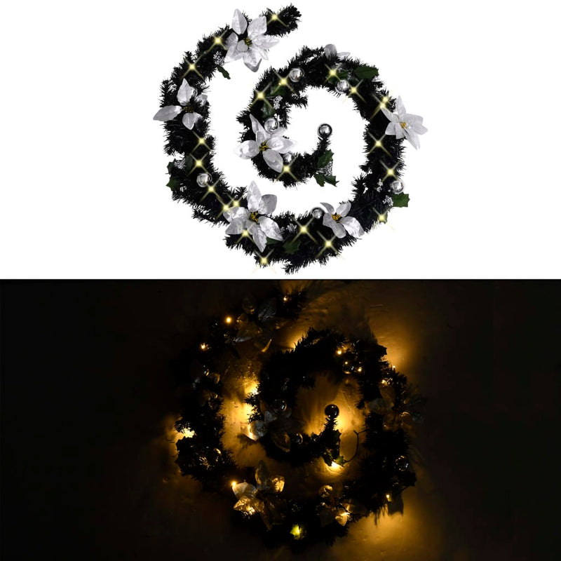 Dealsmate  Christmas Garland with LED Lights Black 2.7 m PVC