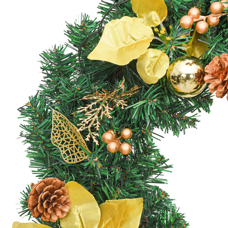 Dealsmate  Christmas Wreath with LED Lights Green 60 cm PVC