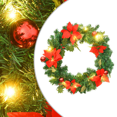 Dealsmate  Christmas Wreath with LED Lights Green 60 cm PVC