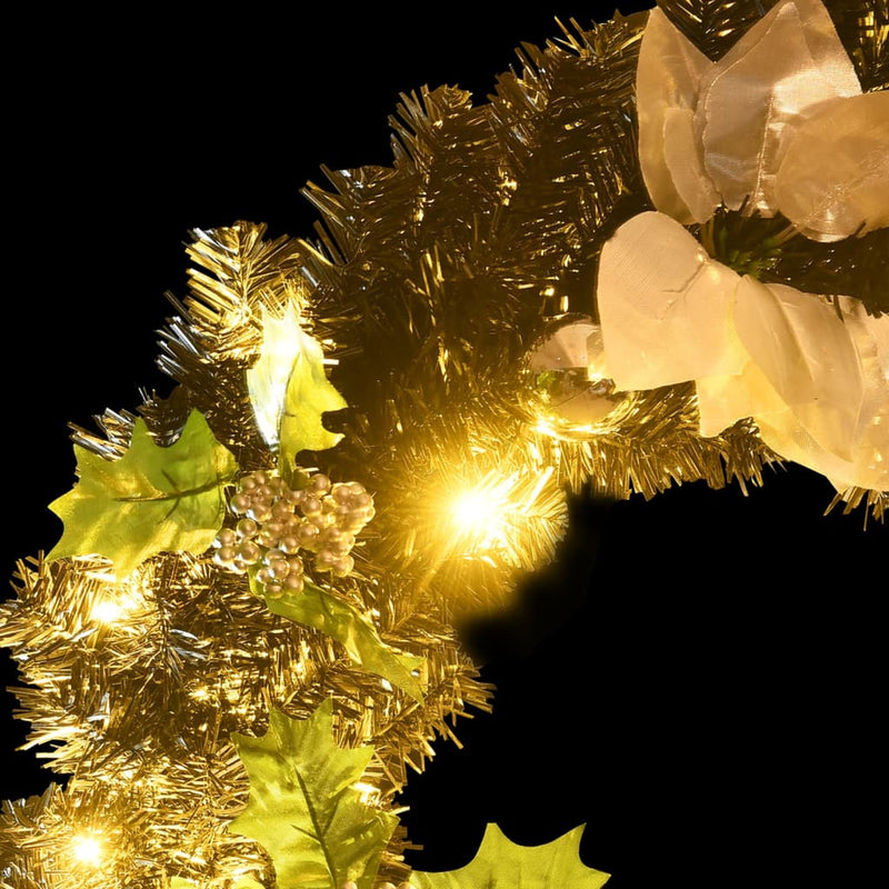 Dealsmate  Christmas Wreath with LED Lights Black 60 cm PVC