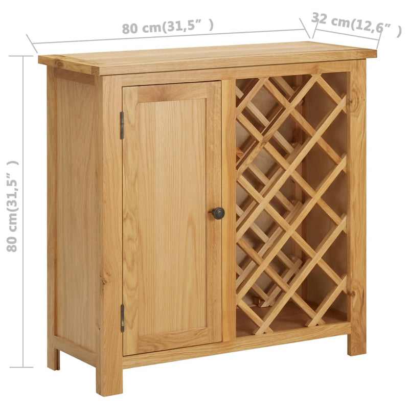 Dealsmate  Wine Cabinet for 11 Bottles 80x32x80 cm Solid Oak Wood