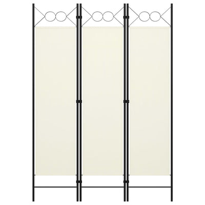 Dealsmate  3-Panel Room Divider Cream White 120x180 cm