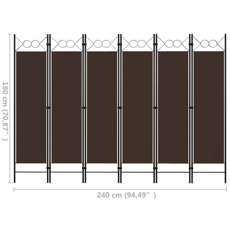 Dealsmate  6-Panel Room Divider Brown 240x180 cm