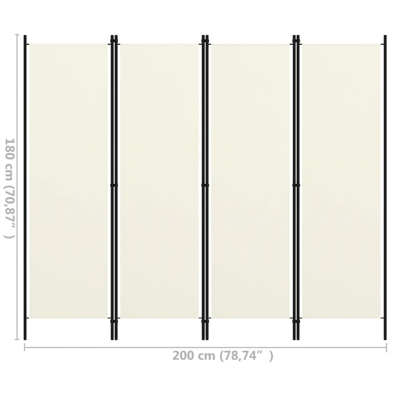 Dealsmate  4-Panel Room Divider Cream White 200x180 cm