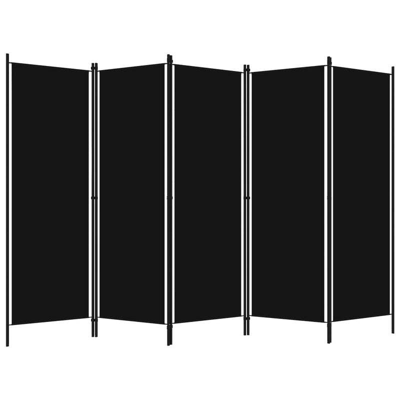 Dealsmate  5-Panel Room Divider Black 250x180 cm
