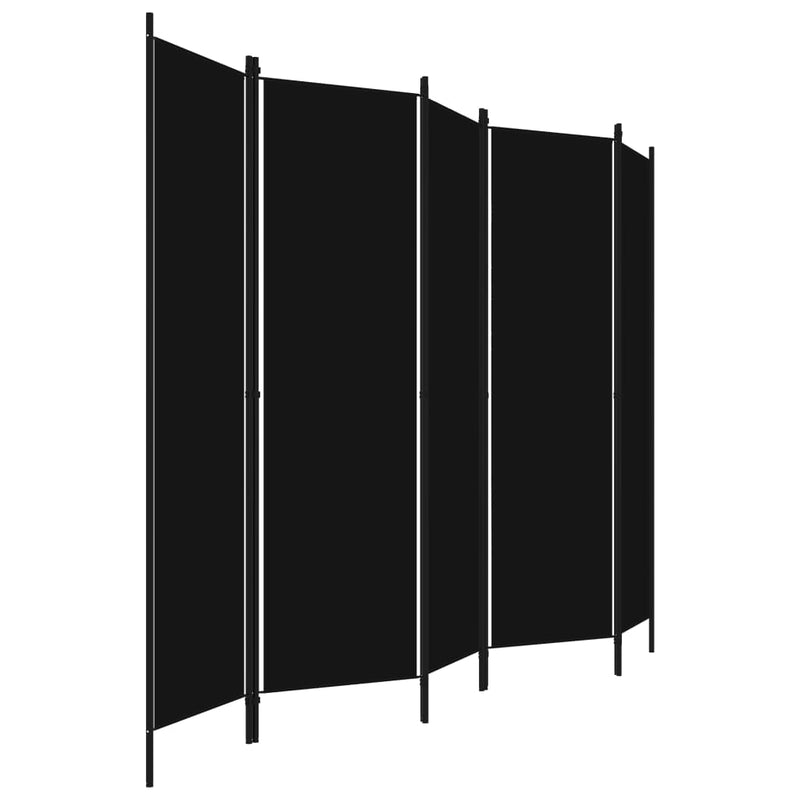 Dealsmate  5-Panel Room Divider Black 250x180 cm